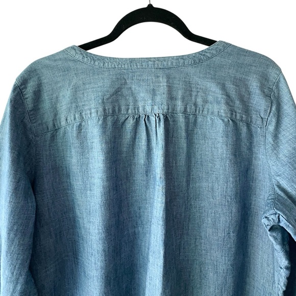 LANDS’ END | NWOT LONG SLEEVE COTTON CHAMBRAY PINTUCK TUNIC | LARGE PETITE - Picture 8 of 10